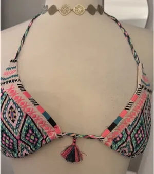 Xhilaration Neon Pink, Teal & Black Aztec Print Bikini Set thumbnail 5