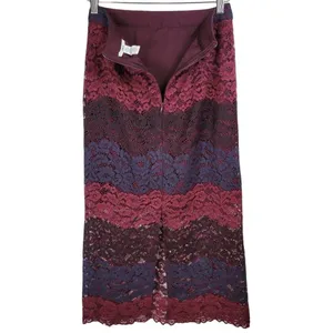Bar III Women Burgundy Blue Lace Striped Maxi Skirt Size S‎ thumbnail 4