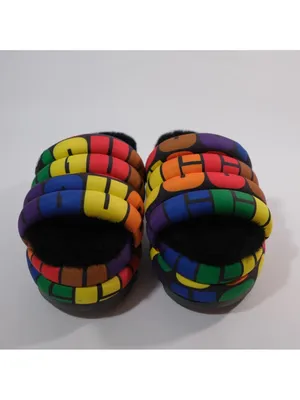 UGG Rainbow Puff Platform Slide Slippers with Black Plush thumbnail 3