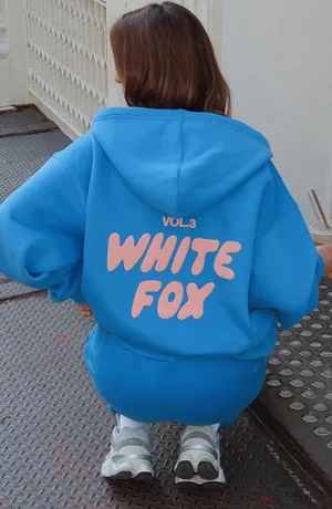 White Fox Boutique Blue Zip Up Hoodie NWT thumbnail 2