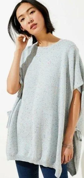 LOFT Flecked Poncho Style Sweater thumbnail 1