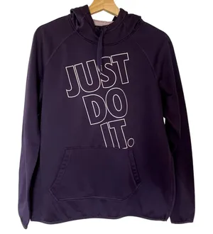 Nike dri fit just do it purple pullover hoodie sweater women's size large thumbnail 1