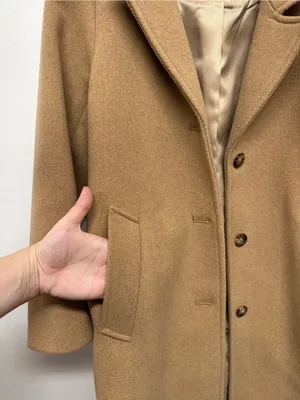 Abercrombie & Fitch Classic Women's Tan Wool-Blend Long Dad Coat thumbnail 12