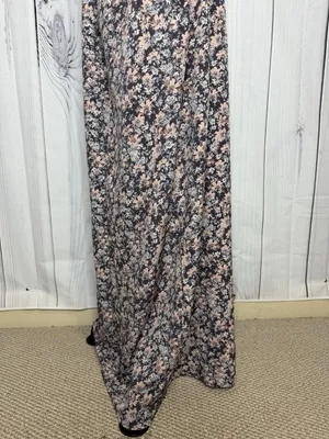 LoveStitch Long Floral Maxi Dress Sz L Pockets Purple Pink Racerback Beach thumbnail 6