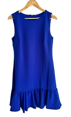 Betsey Johnson Royal Blue Ruffle Hem Sleeveless Shift Mini Dress Size 4 thumbnail 1