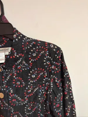 Boho Western Coldwater Creek Floral Paisley Button-Down Jacket S thumbnail 8