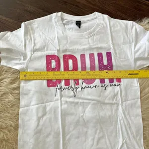 Source Unknown NWOT White Pink "Bruh - formerly known as Mum" Funny Boy Mum Graphic Tee T-shirt thumbnail 4