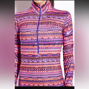 Nike Women’s Pink & Purple Striped Quarter-Zip Pullover thumbnail 4
