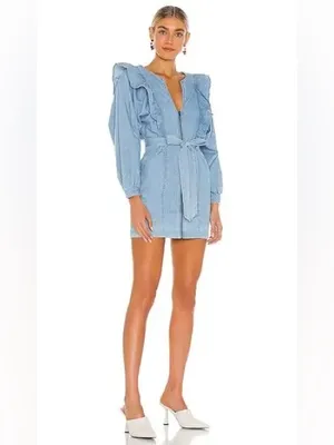 Free People Imogene Denim Mini Dress thumbnail 5