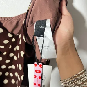 Cider Polka Dot Cami Top Womens 4XL Brown Babydoll Retro thumbnail 3