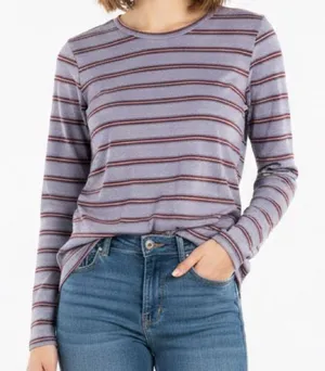 American Eagle Women’s Striped Long Sleeve Top XS Purple Soft Stretch‎ Casual thumbnail 1