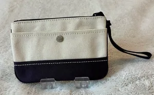 Lands’ End Off-White & Blue Wristlet – 100% Cotton – 7.5″ × 5.5″ thumbnail 1