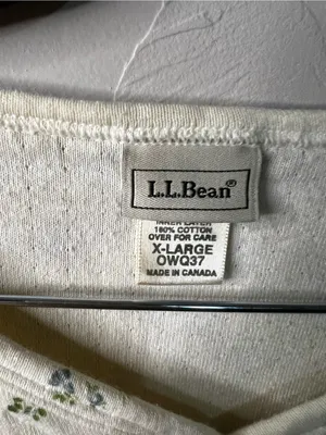 L.L.Bean Vintage Floral Double Layer Wool Blend Thermal Henley Top Cottagecore thumbnail 3
