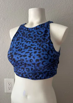 CXIX Blue Leopard NYX Sport Bra Polewear Cutout Strappy Pole Top S M thumbnail 1