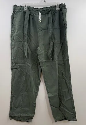 Aerie Lyocell Paperbag Wide Leg Pants XL Olive Green Pull On NWT thumbnail 1