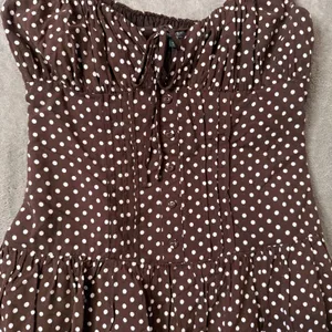 Wild Fable Polka Dot Mini Dress XXS Milkmaid Brown Tiered Ruffle Smocked Lace thumbnail 5
