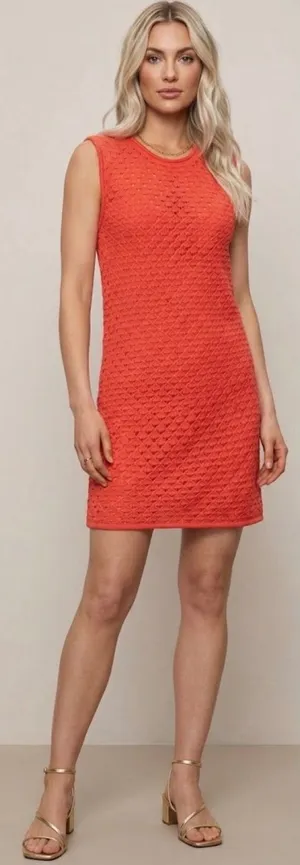 Sanctuary Red Crochet Knit Sleeveless Mini Shift Dress Size XL Lined NEW thumbnail 1