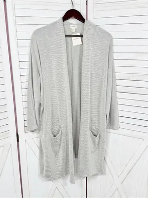 Donni Anthropologie Ribbed Knit Draped Kimono Cardigan Grey One Size Lagenlook thumbnail 8