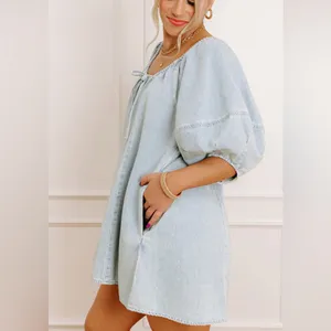 Light Blue Denim Romper thumbnail 3