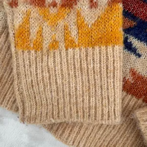 Lucky Brand Western Sweater Wool Blend Jewel Tone Boho Aztec Waist Length Medium thumbnail 5
