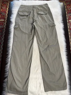 Zara Green Wide Leg Cargo Utility Jeans thumbnail 6