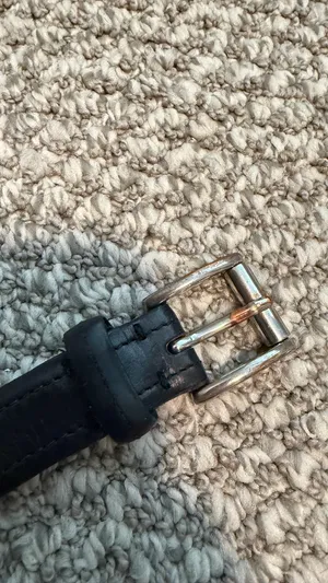 Classic 36” Black Leather Belt with Silver Buckle (slight signs of wear) thumbnail 5