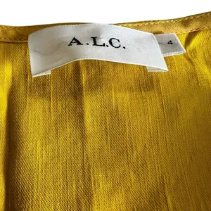 A.L.C. Walker Yellow Linen Blend Wrap Midi Dress Ruffle Sleeve Size 4 thumbnail 15
