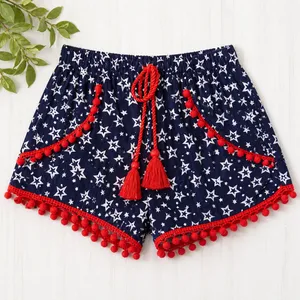 Boutique NWT Star Print Pom Pom Shorts / July 4th World Cup / Size Small thumbnail 3