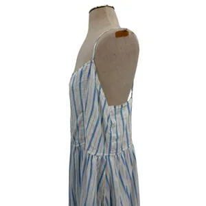 Aerie Love Of Linen Stripe Mini Dress Smocked Back Blue White NWT‎ XL thumbnail 7