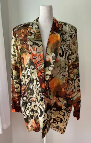 Vintage ‘90s Melrose Abstract Print Single Breasted Relaxed Fit Blazer thumbnail 1