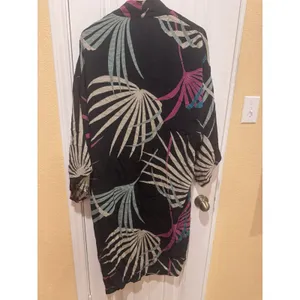 Anthropologie Maeve Kira Long Kimono Jacket Medium / Large Black Printed thumbnail 6