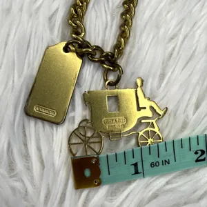 Vintage COACH y2k Carriage Brass Hangtag Bag Charm Key Fob thumbnail 3