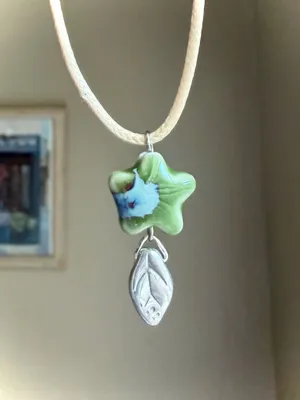 Handmade green ceramic star boho fairy cottage y2k necklace⭐️💚 thumbnail 1