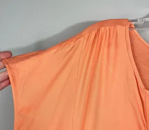 Nine West Jeans Orange Viscose Short Sleeve V-Neck Casual Top XL NWT NEW Spring thumbnail 2