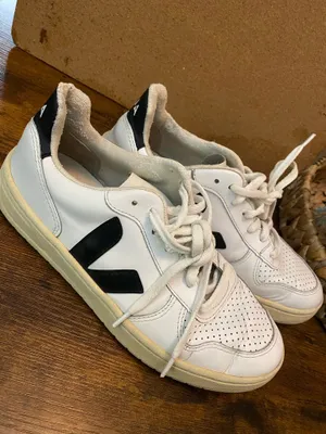 Veja V-10 Leather Sneakers White/Blue, Men's Size 8 thumbnail 1