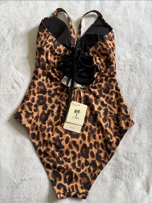 Cupshe Leopard Print One-Piece Swimsuit in Brown and Black thumbnail 4