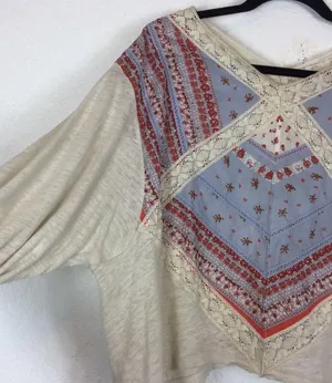 Free People Prairie Days 3/4th Sleeve Boho Blouse thumbnail 10