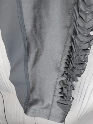 FP Movement By Free People Ruffled Festival Fringe Edgy Metallic Gray Leggings thumbnail 4