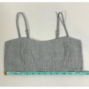 Brandy Melville Blue White Pinstripe Smocked Crop Cami Top Adjustable Straps thumbnail 4