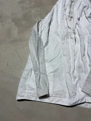 Lululemon Lightweight White Hooded cardigan m with Heather Gray/cream Sleeves 6 thumbnail 2
