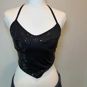 Love‎ J Black Sequin Halter Top Small Y2K Festival Clubwear thumbnail 5