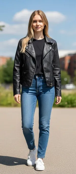 Love Tree Black Faux Leather Moto Jacket with Zip Details thumbnail 1