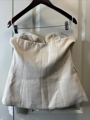 Commense Cream Strapless Sweetheart Tube Top Button Front Large NWT thumbnail 5