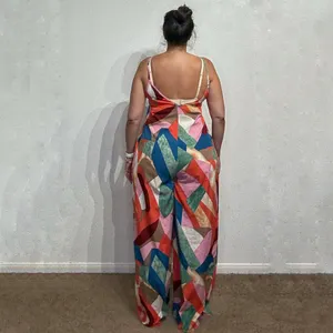 Luukse Multicolor Geometric Wide Leg Jumpsuit Sz M thumbnail 10