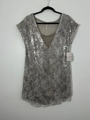 NEW Free People Sz Small Midnight Dreamer Shattered Glass Sequin Tunic MiniDress thumbnail 3