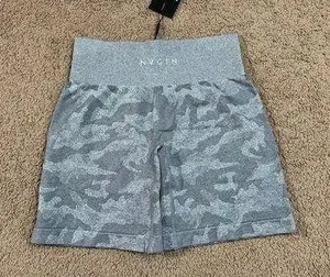 NVGTN NWT Seamless Shorts Size Medium Gray Camo thumbnail 1