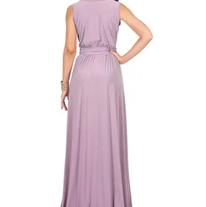 Long Sleeveless Flowy Bridesmaid Cocktail Evening Purple Size M thumbnail 7