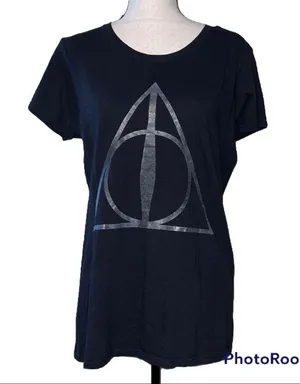 Harry Potter XL t shirt deathly hallows short sleeve black silver thumbnail 8