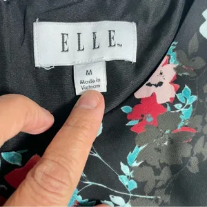 ELLE Aqua Floral Print Pleated Fit & Flare Dress Size M thumbnail 9