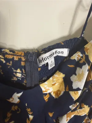 Reformation Kourtney Dress Navy Blue Floral Size 4 thumbnail 6